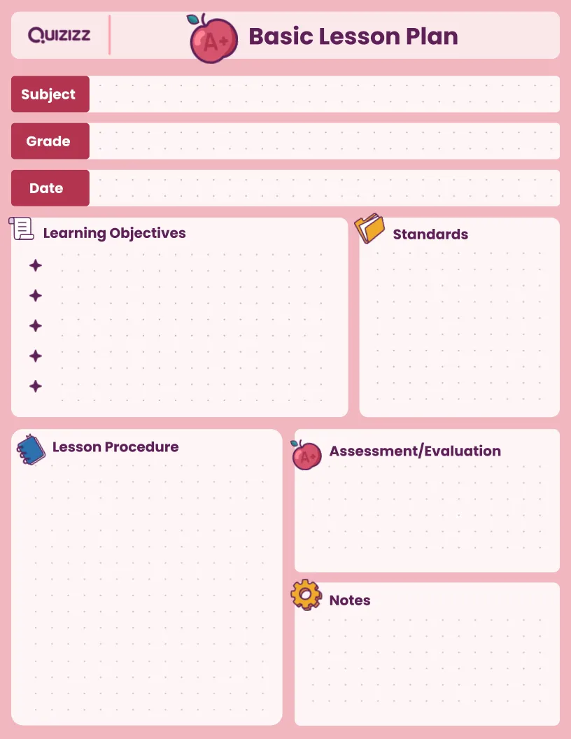Basic Lesson Plan Template Basic Lesson Plan Template
